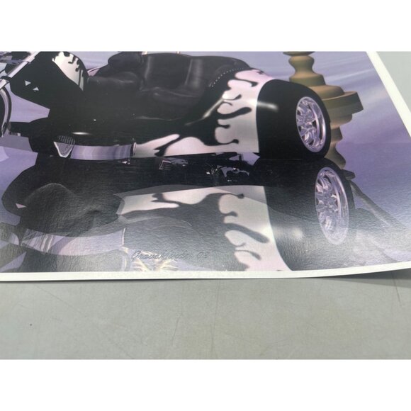 LE GM Harley Davidson motorcycle print artwork signed 4/50 skeliton16x12" READ - Picture 5 of 6